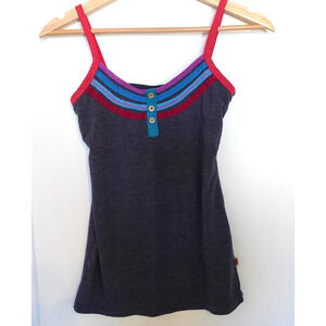 Vintage Y2K Tank Top Medium Gray Multicolor Boho Fairy Grunge Babydoll Cami